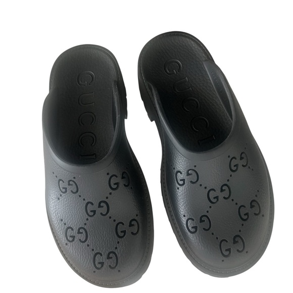 🖤 Gucci GG Rubber Clogs / Mules - Black - Size 38 (US 8) - Picture 1 of 16